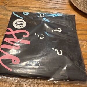 Black Graphic with Pink and Blue Design he or she tablecloths